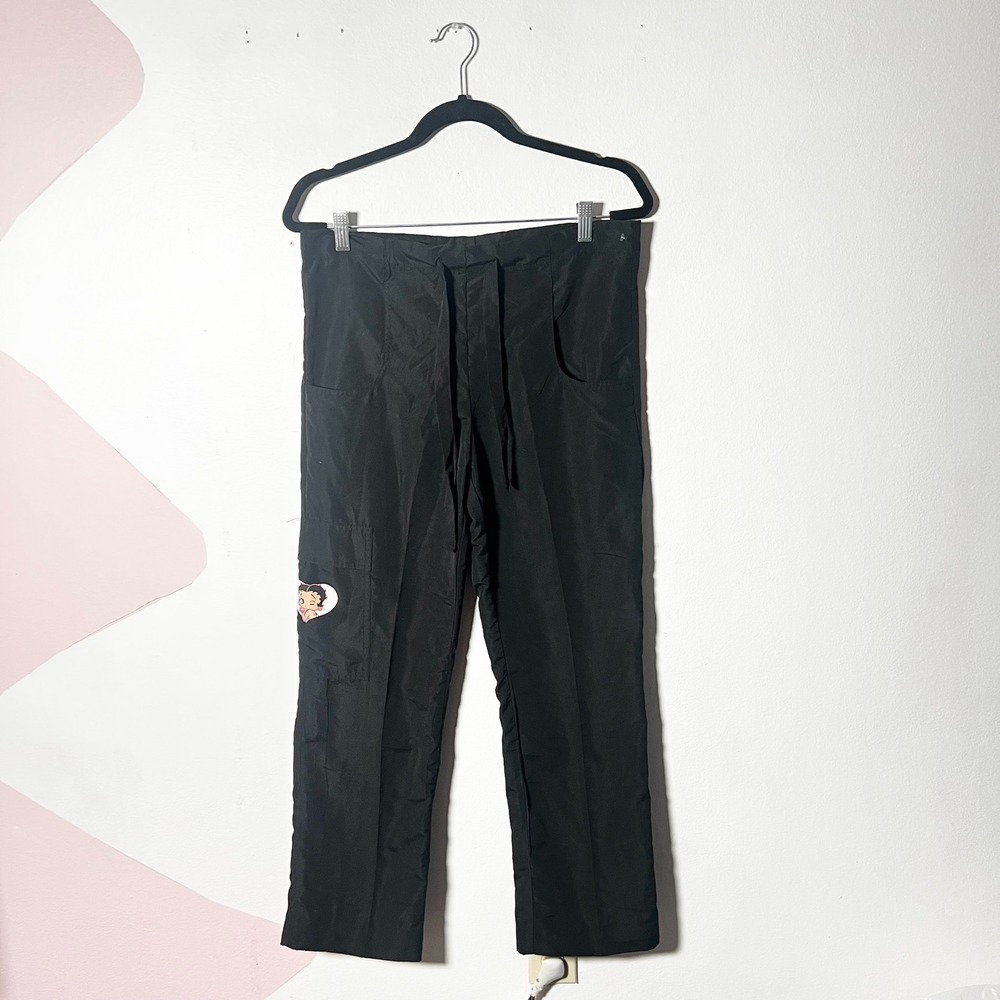 Betty Boop Scrub Pants Wome'n Small Black Cargo Drawstring 2011